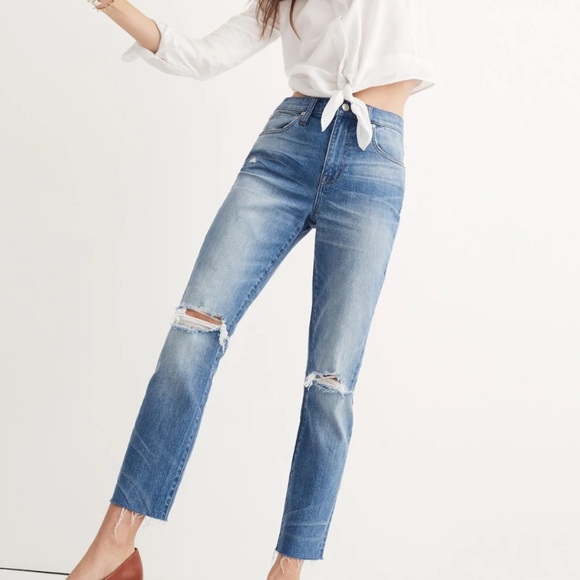Madewell High Rise Slim Boyjean Knee Rip Edition - Picture 1 of 9